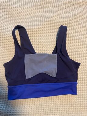 BuffBunny Navy, Gray & Royal Blue Colorblock Sports Bra